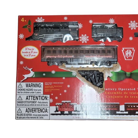 Lionel 37-Piece Christmas Holiday Battery Operated Train Set, Pennsylvania Flyer - Picture 2 of 16